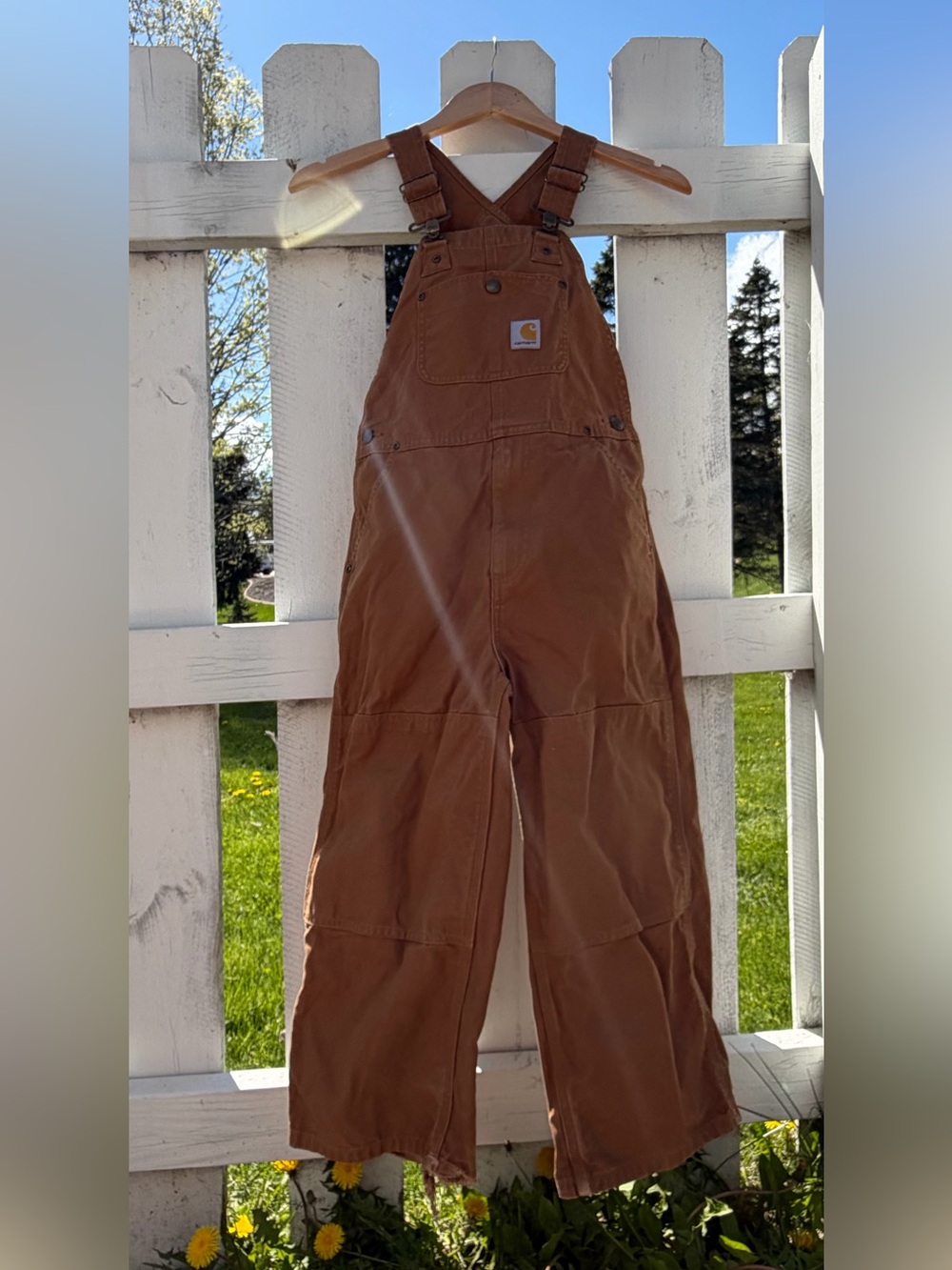 Carhartt Boys/Girls size 8 brown canvas bib overalls - workwear - farm - chores